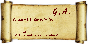 Gyeszli Arzén névjegykártya